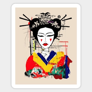 Geisha painting basquiat style Magnet